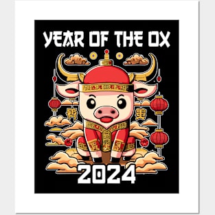 Chinese Zodiac New Year of the Ox 2024. Chinese new year | New year gift | Zodiac ox Posters and Art